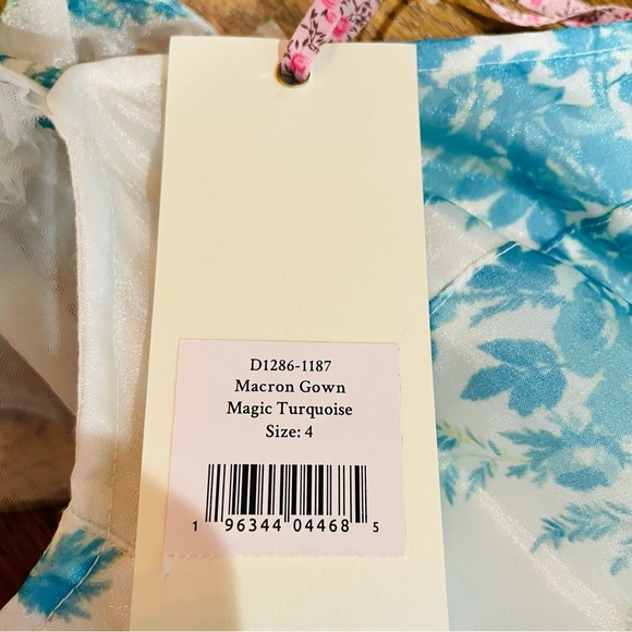 NEW LoveShackFancy Macron Gown Magic Turquoise Floral Gown size 4 - Picture 11 of 14